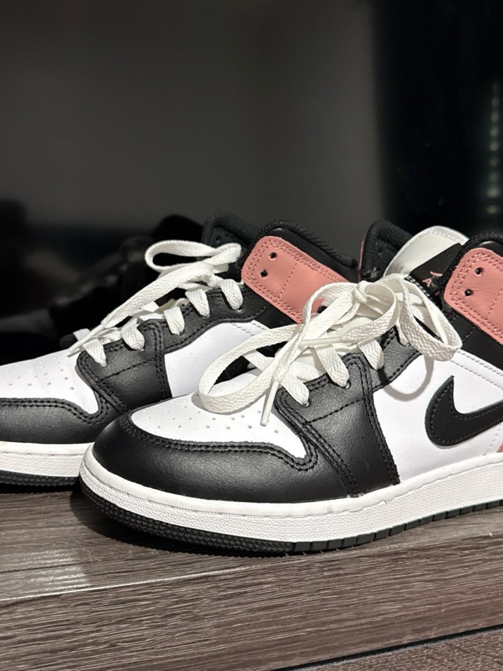 Jordan Kids Black White Pink Low-Top Sneakers